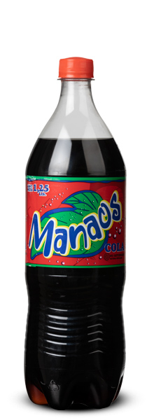 Botella de gaseosa Manaos Cola 1,25LTS
