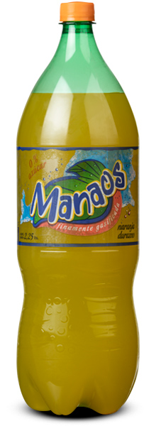 Botella de gaseosa Manaos Naranja Durazno 2,25LTS