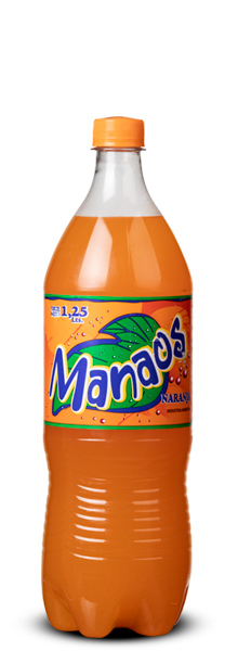 Botella de gaseosa Manaos Naranja 1,25LTS